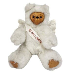 Vintage Applause Inc Raikes Cupid Bear Robert Raikes Bear White Furry Wood Plush
